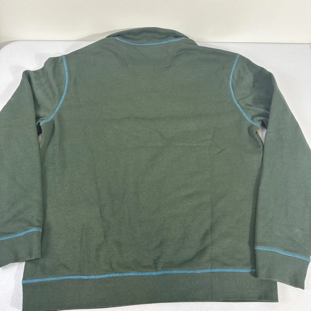 Robert Graham Mens Classic Fit Quarter Zip Fleece Pullover Olive Green Size M